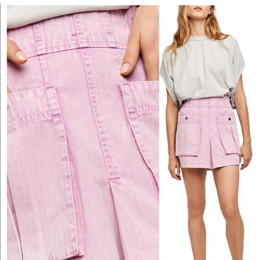Free People West Coast Wash Mini Skirt Pink SZ 12